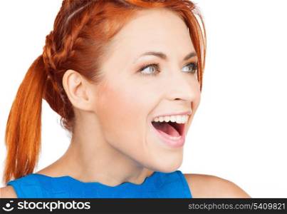 bright picture of excited face of woman
