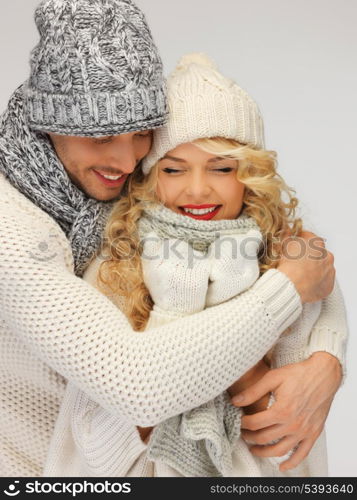 bright picture of family couple in a winter clothes