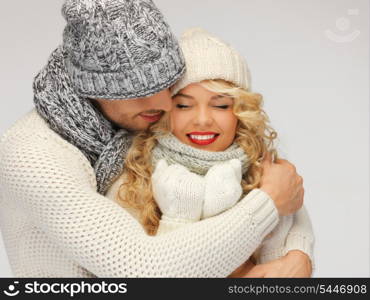 bright picture of family couple in a winter clothes