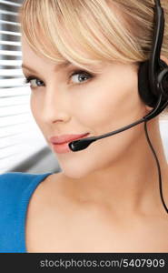 bright picture of friendly female helpline operator