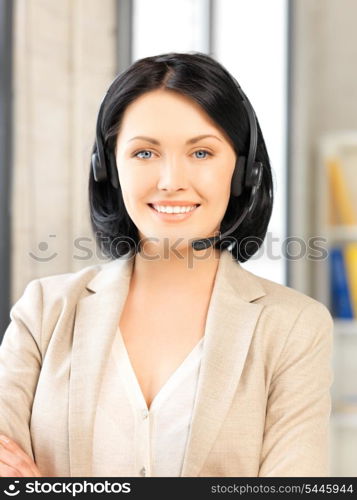 bright picture of friendly female helpline operator