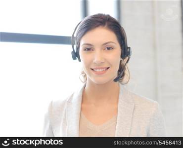 bright picture of friendly female helpline operator