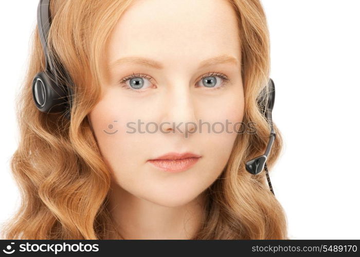 bright picture of friendly female helpline operator