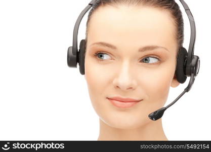 bright picture of friendly female helpline operator