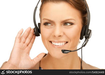 bright picture of friendly female helpline operator