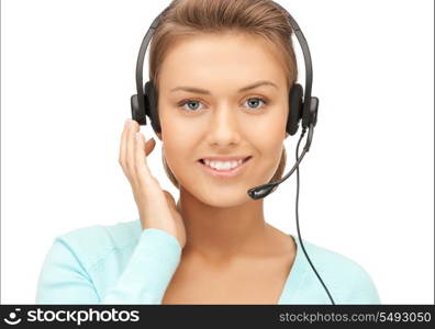 bright picture of friendly female helpline operator