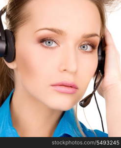 bright picture of friendly female helpline operator