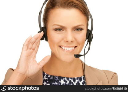 bright picture of friendly female helpline operator