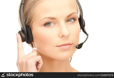 bright picture of friendly female helpline operator