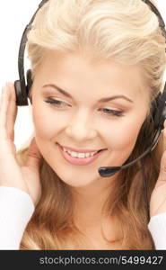 bright picture of friendly female helpline operator