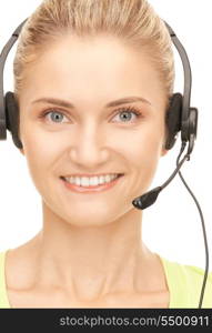 bright picture of friendly female helpline operator