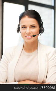 bright picture of friendly female helpline operator