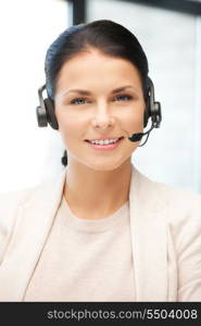 bright picture of friendly female helpline operator