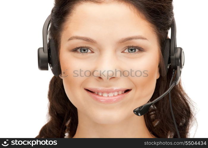 bright picture of friendly female helpline operator