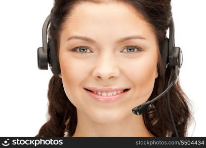 bright picture of friendly female helpline operator