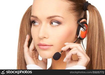 bright picture of friendly female helpline operator