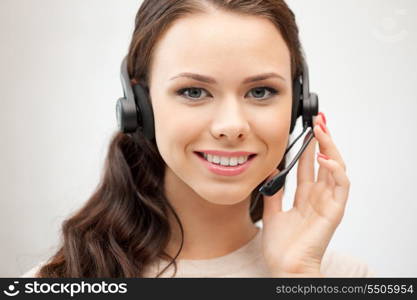 bright picture of friendly female helpline operator