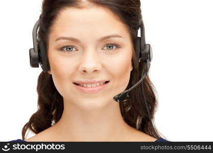 bright picture of friendly female helpline operator