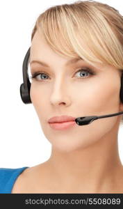 bright picture of friendly female helpline operator