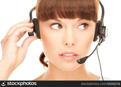 bright picture of friendly female helpline operator