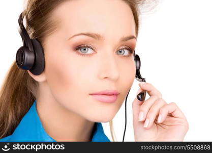 bright picture of friendly female helpline operator