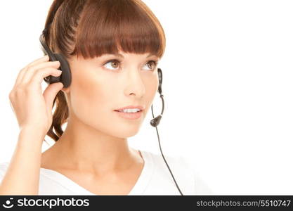 bright picture of friendly female helpline operator