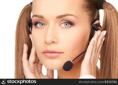 bright picture of friendly female helpline operator