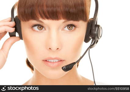 bright picture of friendly female helpline operator