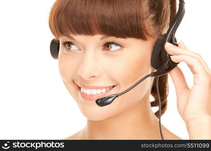 bright picture of friendly female helpline operator