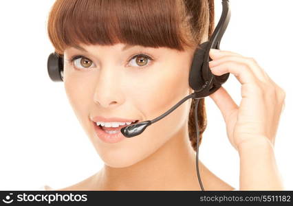 bright picture of friendly female helpline operator