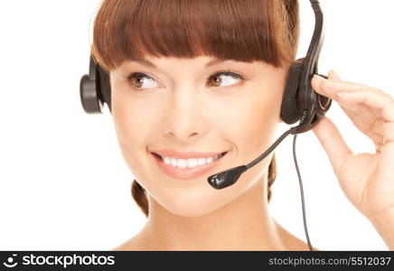 bright picture of friendly female helpline operator