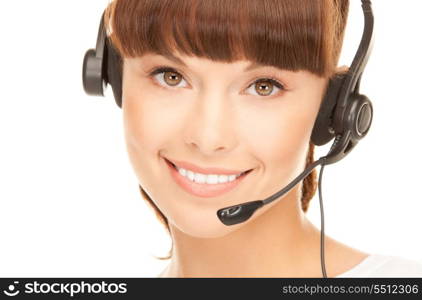 bright picture of friendly female helpline operator