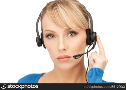 bright picture of friendly female helpline operator