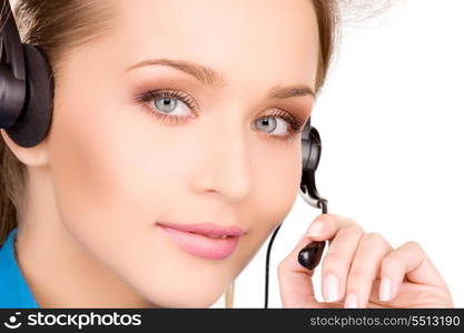 bright picture of friendly female helpline operator