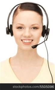 bright picture of friendly female helpline operator&#x9; &#xA;