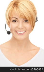 bright picture of friendly female helpline operator&#xA;