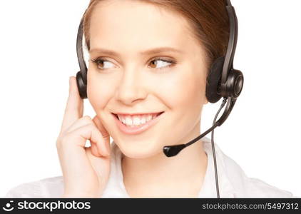 bright picture of friendly female helpline operator&#xA;