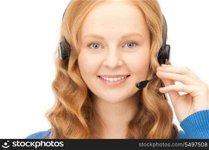 bright picture of friendly female helpline operator&#xA;