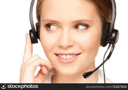 bright picture of friendly female helpline operator&#xA;