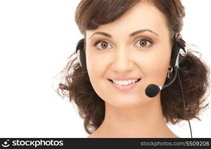 bright picture of friendly female helpline operator&#xA;
