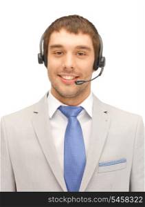 bright picture of friendly male helpline operator