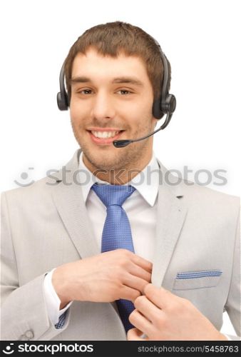 bright picture of friendly male helpline operator