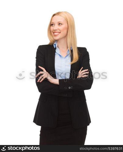 bright picture of friendly young smiling businesswoman