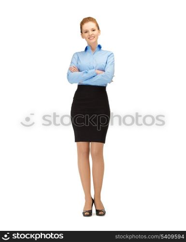 bright picture of friendly young smiling businesswoman ..