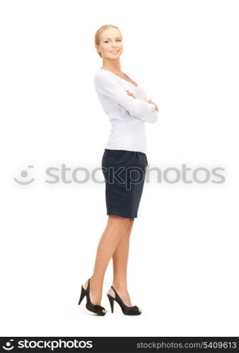 bright picture of friendly young smiling businesswoman ..