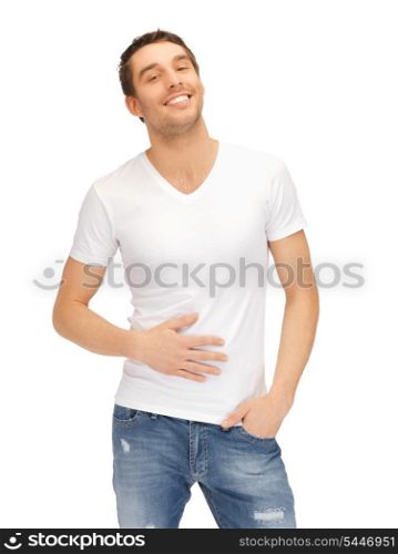 bright picture of full man in white shirt