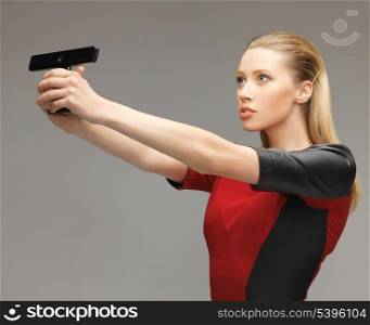 bright picture of futuristic woman with gadget