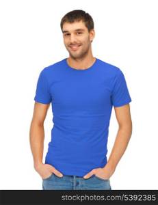 bright picture of handsome man in blue shirt