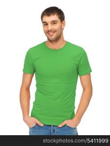 bright picture of handsome man in green shirt
