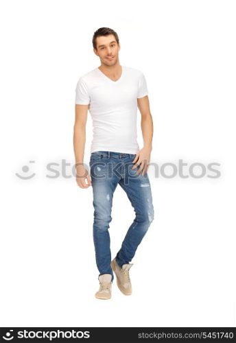 bright picture of handsome man in white shirt